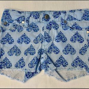 Joe’s Jean’s girl jean shorts, light blues hearts